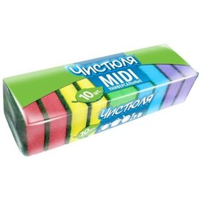 Губка д/посуды 10шт M Чистюля 53х79х27мм (55/220)