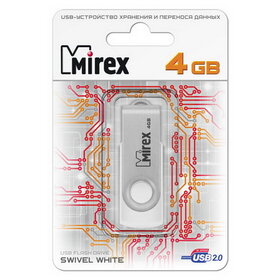 Флэш-диск Mirex 4GB Swivel белый