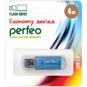 Флэш-диск Perfeo 4GB E01 металл голубой
