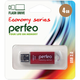 Флэш-диск Perfeo 4GB E01 металл красный