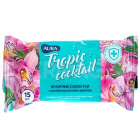 Салфетки влаж  15шт антибактериальные Aura  (55/110)