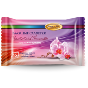 Салфетки влаж  15шт орхидея Vestar ЧЗ (10/100)