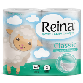 Бумага туалетная Reina 2сл Classic  4шт (12/384)